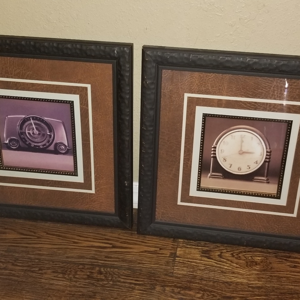 Framed Photography Art VINTAGE clock & radio